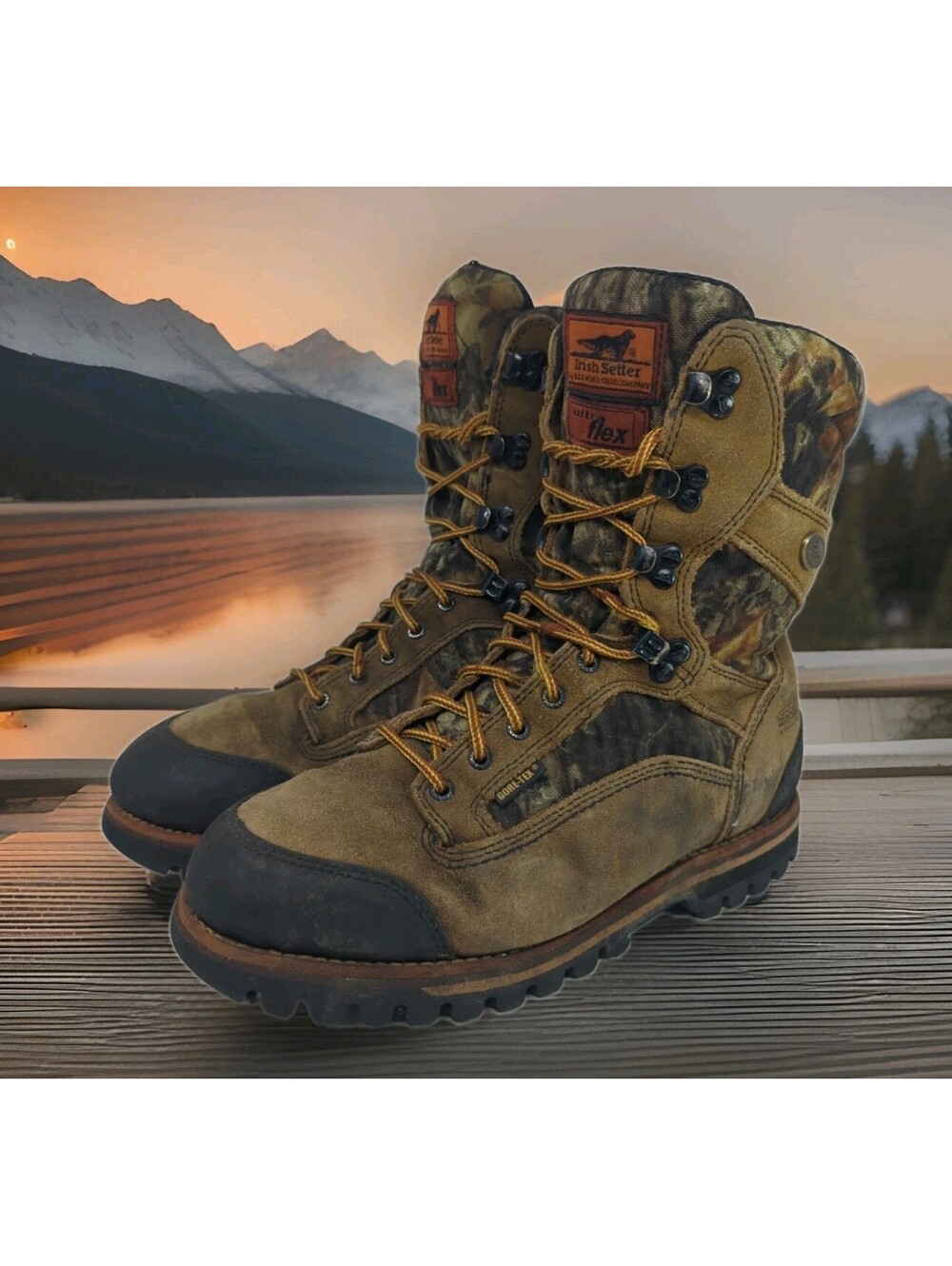 Irish Setter Red Wing Camo Leather Hunting Hiking Boots Gore Tex Mens 9.5 E Wide